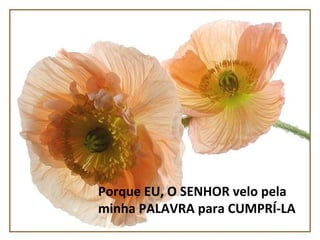 Porque EU, O SENHOR velo pela minha PALAVRA para CUMPRÍ-LA 