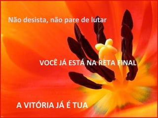 Não desista, não pare de lutar A VITÓRIA JÁ É TUA VOCÊ JÁ ESTÁ NA RETA FINAL 