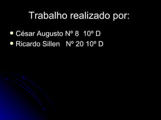 Trabalho realizado por:   César Augusto Nº 8  10º D Ricardo Sillen  Nº 20 10º D   