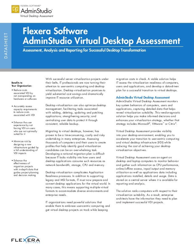 AdminStudio Virtual Desktop Assessment Datasheet