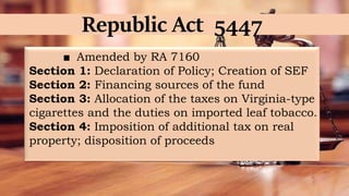 Republic Act 5447
Section 5: Creation of Local School Boards
Section 6: Functions of provincial, city or
municipal school ...