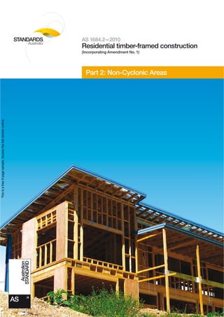 AS 1684.2—2010
                                                                     Residential timber-framed construction
                                                                     (Incorporating Amendment No. 1)




                                                                       Part 2: Non-Cyclonic Areas
This is a free 9 page sample. Access the full version online.




                                                                AS
 