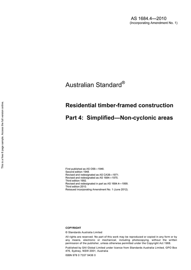 As 1684 4 2010 residential timber framed construction simplified non