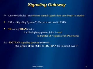 Ip network could be Internet or  dedicated intranetVOIP Gateway                                                                                                       5