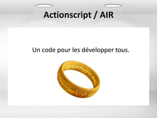 Actionscript / AIR


Un code pour les développer tous.
 