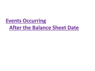 Events Occurring
After the Balance Sheet Date
 