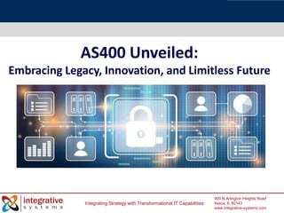 Integrating Strategy with Transformational IT Capabilities
900 N Arlington Heights Road
Itasca, IL 60143
www.integrative-systems.com
AS400 Unveiled:
Embracing Legacy, Innovation, and Limitless Future
 