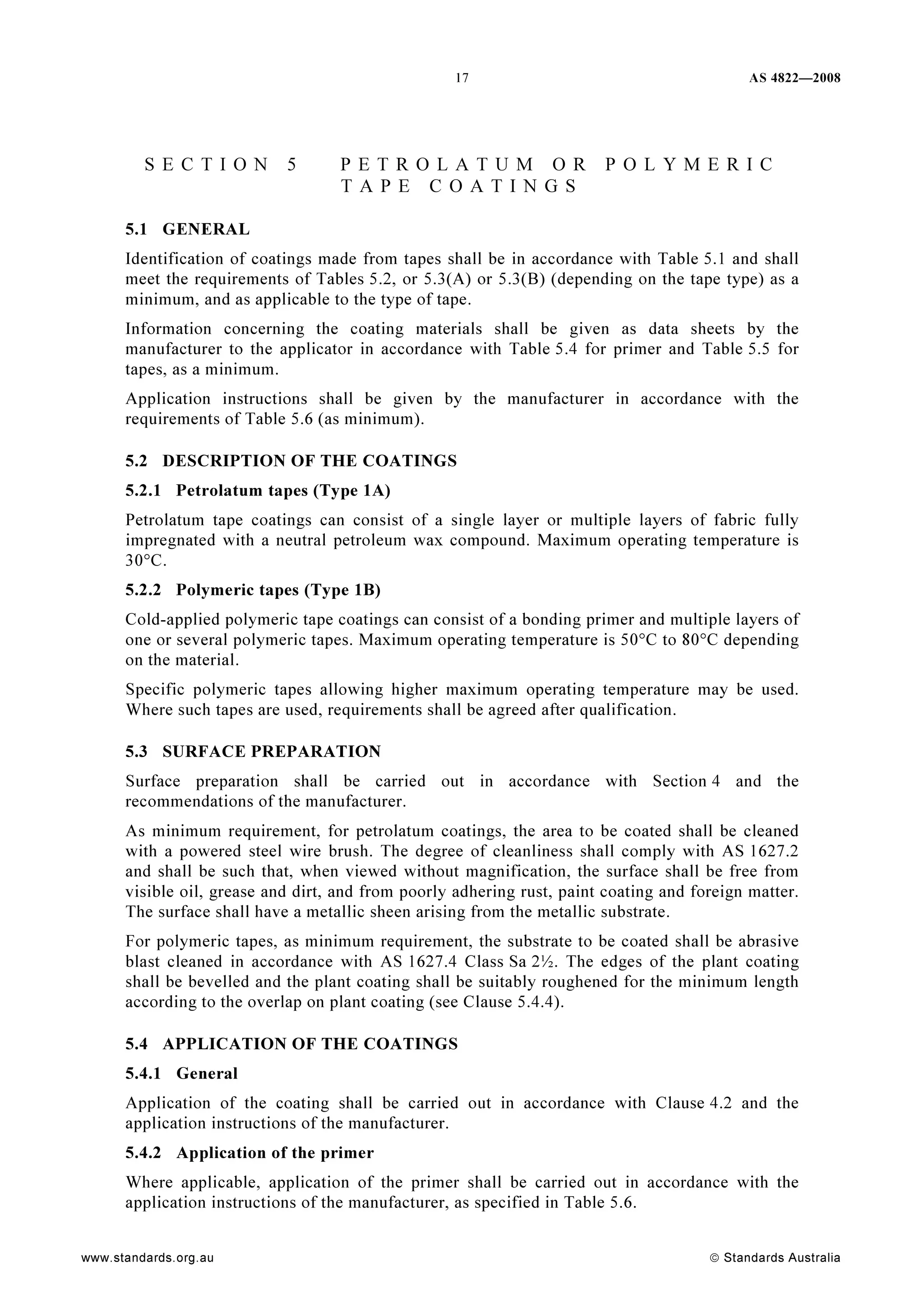 As 4822 2008 external field joint coatings for steel pipelines | PDF