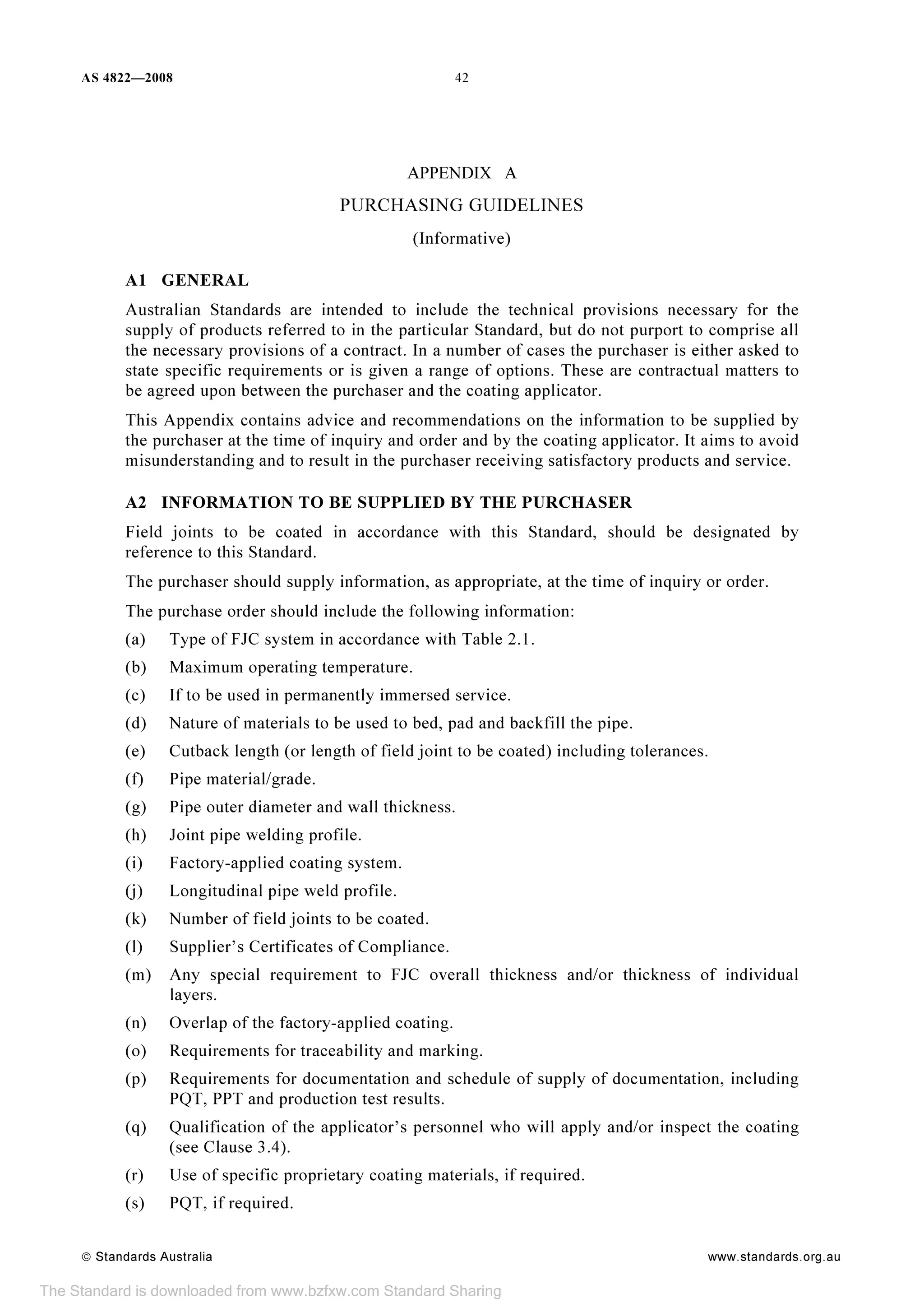 As 4822 2008 external field joint coatings for steel pipelines | PDF