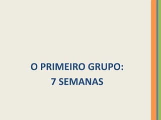 O PRIMEIRO GRUPO:
7 SEMANAS
 