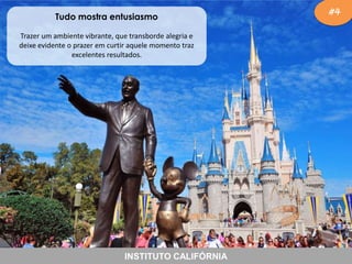 Tudo mostra entusiasmo
Trazer um ambiente vibrante, que transborde alegria e
deixe evidente o prazer em curtir aquele momento traz
excelentes resultados.

INSTITUTO CALIFÓRNIA

#4

 