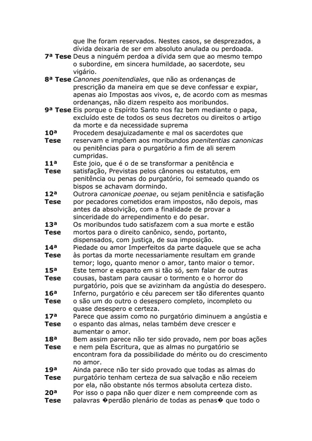 As 95 teses de martinho lutero