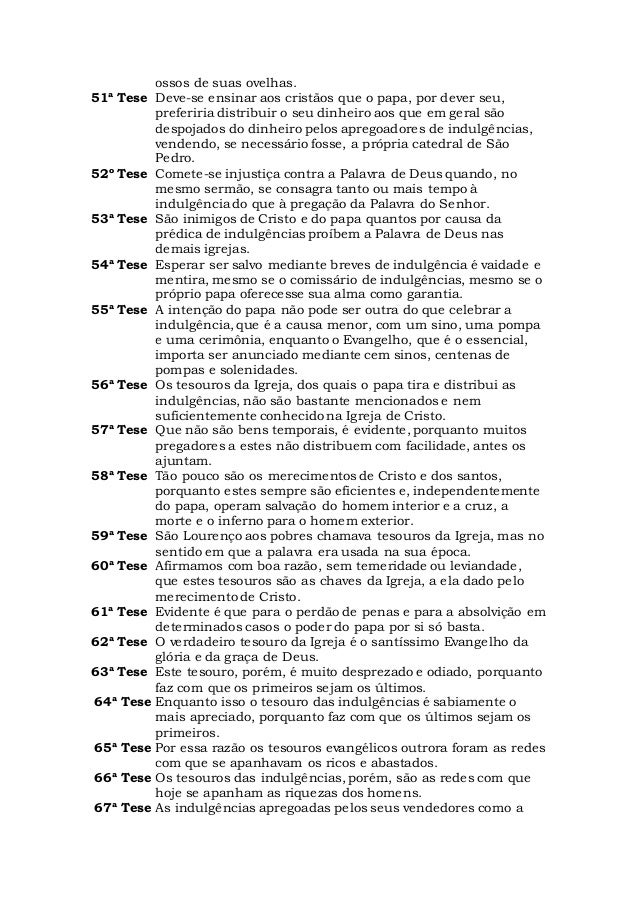 As 95 teses de martinho lutero Renato Paullino As 95 teses de martinho lutero Renato Paullino