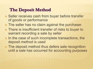 After recovering all costs, seller includes additional cash collections in income.