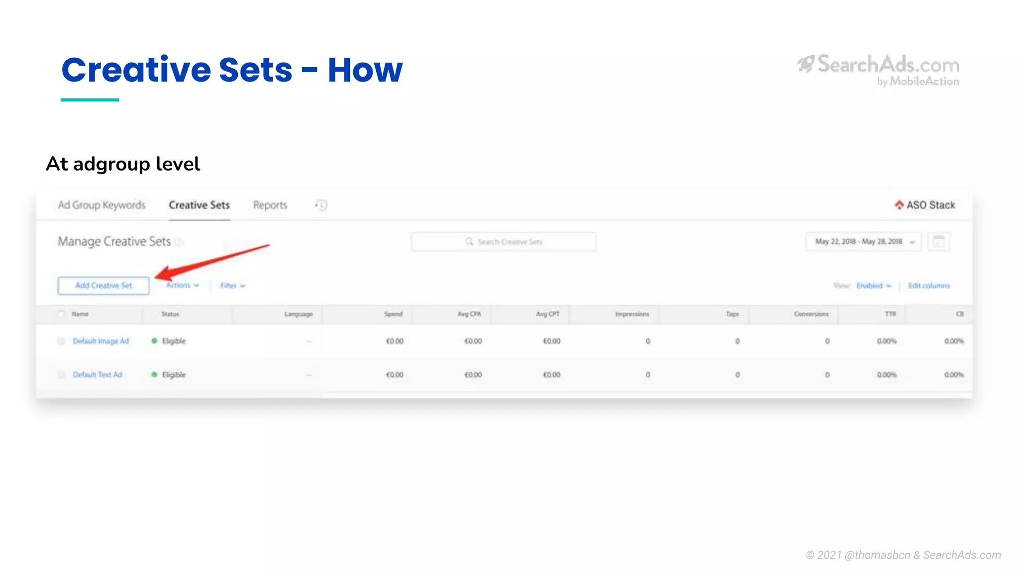 Creative Sets - How
At adgroup level
© 2021 @thomasbcn & SearchAds.com
 