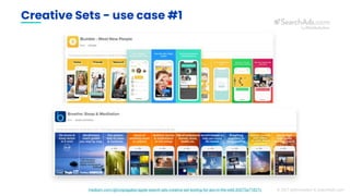 Creative Sets - use case #1
medium.com/@incipiagabe/apple-search-ads-creative-set-testing-for-aso-in-the-wild-30075a71827c...