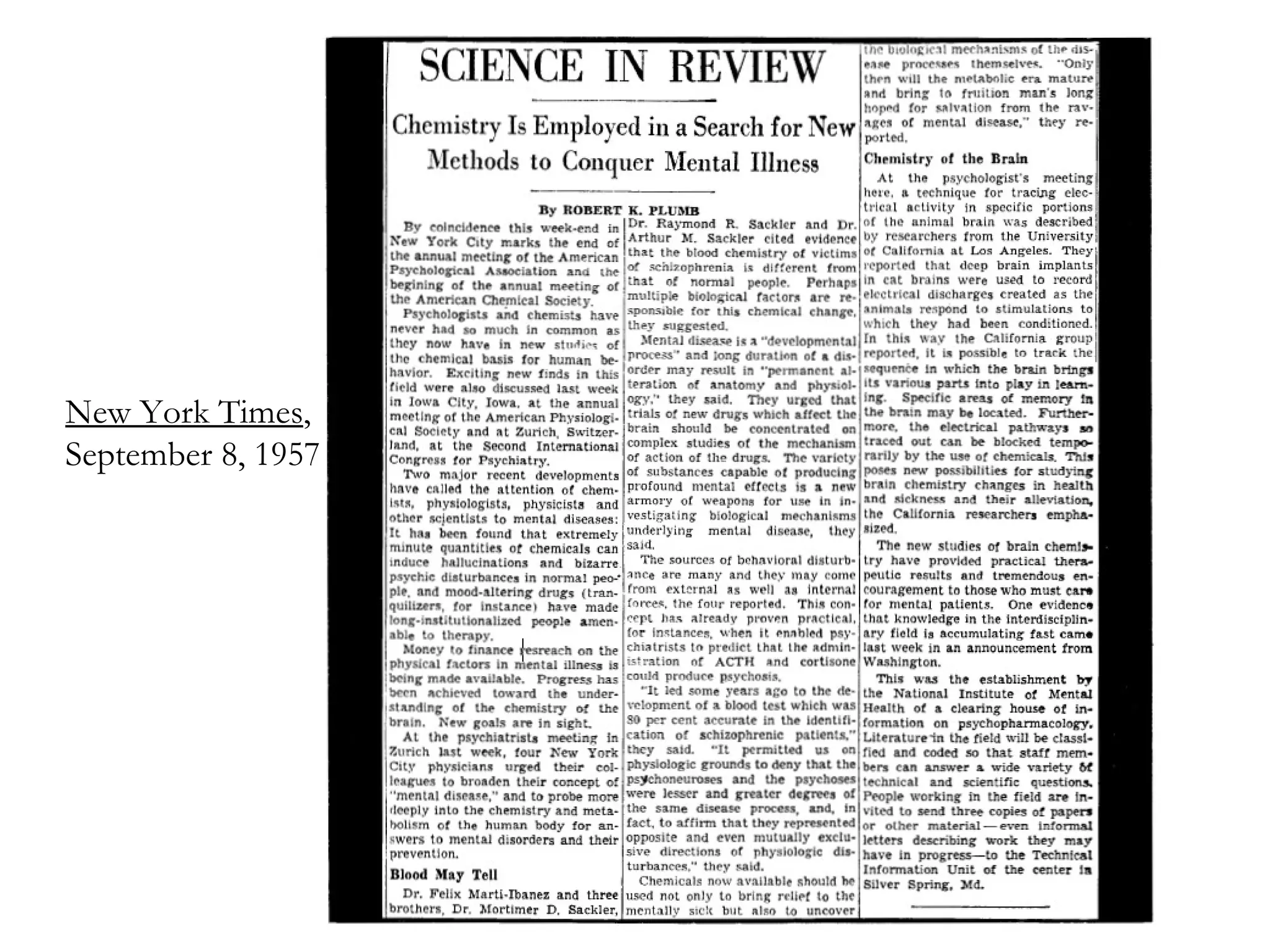 New York Times , September 8, 1957 