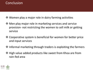 A gendered assessment of the Mulukanoor Women’s Cooperative Dairy value chain, Telangana, India