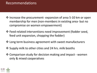 A gendered assessment of the Mulukanoor Women’s Cooperative Dairy value chain, Telangana, India
