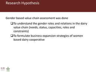 A gendered assessment of the Mulukanoor Women’s Cooperative Dairy value chain, Telangana, India