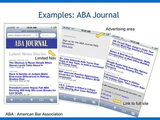 Examples: ABA Journal  Advertising area Link to full site Limited Nav ABA : American Bar Association 