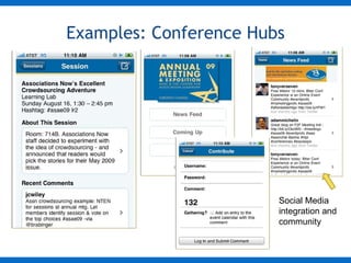 Examples: Conference Hubs Social Media  integration and  community 
