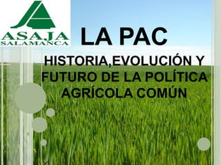 LA PAC
HISTORIA,EVOLUCIÓN Y
FUTURO DE LA POLÍTICA
AGRÍCOLA COMÚN
 