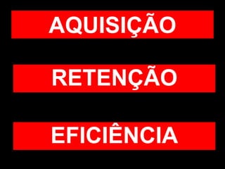 AQUISIÇÃO
RETENÇÃO
EFICIÊNCIA
 