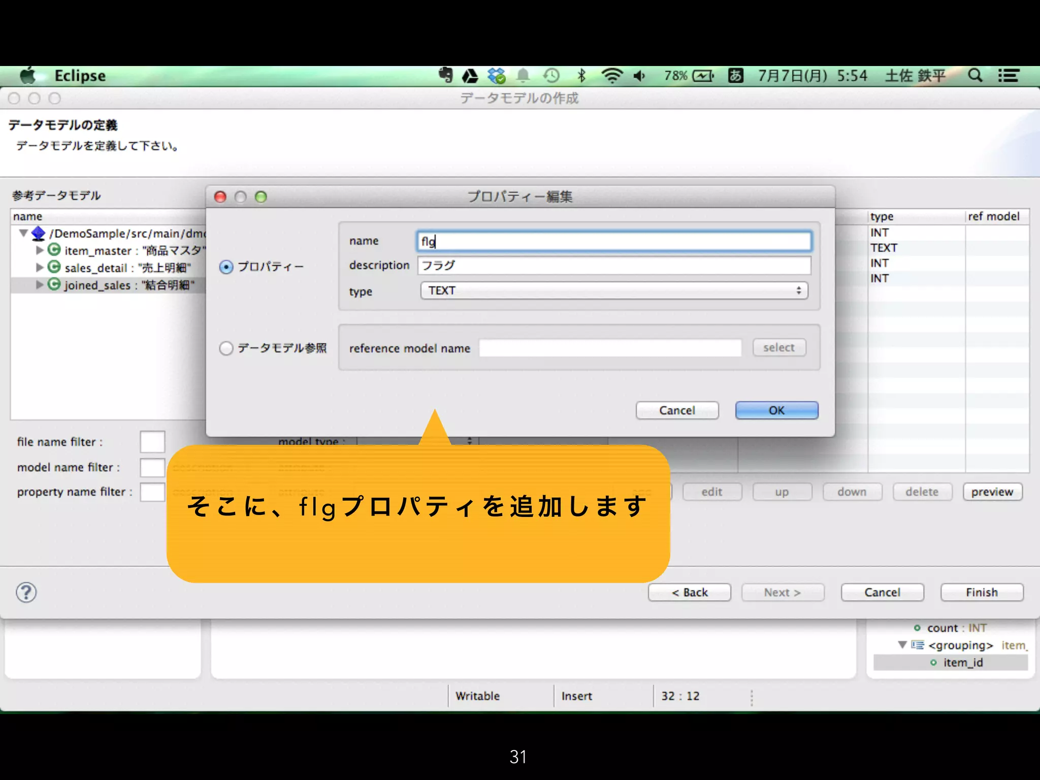 そ こ に 、 f l g プ ロ パ テ ィ を 追 加 し ま す
31
 