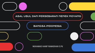 ASAL USUL DAN PERSEBARAN NENEK MOYANG
BANGSA INDONESIA
MUHAMAD HANIF RAMADHAN S.Pd
 