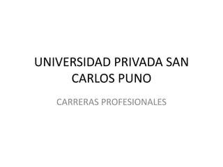 UNIVERSIDAD PRIVADA SAN CARLOS PUNO CARRERAS PROFESIONALES 