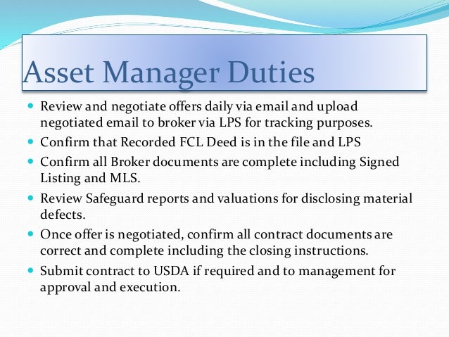 Asset Manager/ Asset Specialist Roles