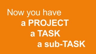 Now you have
a PROJECT
a TASK
a sub-TASK
 