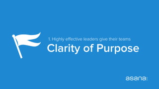Clarity of PurposeClarity of Purpose
1. Highly eﬀective leaders give their teams
 