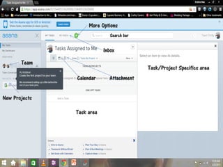 New Projects
Team
Task/Project Specifics area
Task area
Calendar Attachment
Inbox
More Options
Search bar
 