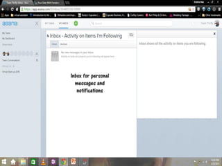 Inbox for personal
messages and
notifications
 