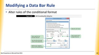 Modifying a Data Bar Rule
• Alter rules of the conditional format
New Perspectives on Microsoft Excel 2013 293
 