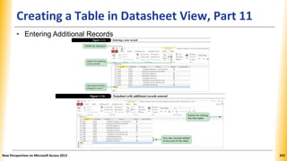 Creating a Table in Datasheet View, Part 11
• Entering Additional Records
New Perspectives on Microsoft Access 2013 352
 
