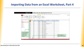Importing Data from an Excel Worksheet, Part 4
New Perspectives on Microsoft Access 2013 404
 