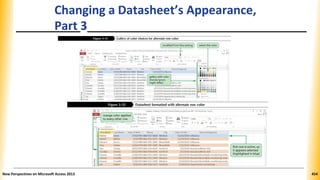 Changing a Datasheet’s Appearance,
Part 3
New Perspectives on Microsoft Access 2013 454
 