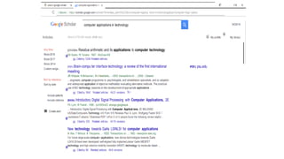 G what is google scholar - x r
p
;,
i1
; computer applications in x
C i Secure I https://scholar.google.com /scholar?hl=en&as_sdt=0%2C5&q=computer+applica tions+in+technology&oq=Computer+Appl ication
GoogleScholar
e i'.ll X
SIGN IN
Articles About 4,730,000 results (0.06 sec) ti My profile * My library
Any time
Since2018
Since2017
Since 2014
Customrange...
Sort by relevance
Sort by date
include patents
[CITATIONJ Residue arithmetic and its applications to computer technology
NS Szabo, RI Tanaka - 1967 - McGraw-Hill
gg Citedby 1234 Related articles
[PDFJ Brain-compu ter interface technology: a review of the first international
meeting
JR Wolpaw, N Birbaumer, WJ Heetderks... - IEEE transactions on ..., 2000 - Citeseer
... engineers, computer programme rs, psychologists, and rehabilitation specialists, and on adoption
and widespread application of objective methodsfor evaluating alternative methods. The practical
use of BCI technology depends on the development of appropriate applications ...
gg Citedby 1842 Related articles All 21 versions N>
IPDFJ psu.edu
include citations [BOOKJ Introductory Digital Signal Processing with Computer Applications, 2E
PA Lynn, W Fuerst - 1996 - jorm50fxx03 .storage.googleapis ...
■ Create alert
... Introductory Digital Signal Processing with Computer Applicat ions, 2E MQ-25062
US/Data/Computers-Technology 4/5 From 510 Reviews Paul A. Lynn, Wolfgang Fuerst DOC I
•audiobook I ebooks I Download PDF I ePub O of O people found the following review helpful ...
gg Citedby 335 Related articles All 10 versions
New technology towards GaAs LSINLSI for computer applications
M Abe, T Mimura, N Yokoyama ... - IEEE Transactions on ..., 1982 - ieeexplore.ieee.org
For future large-scale compute r applications, new device technologies towards GaAs
LSI/VLSIhave been developed: self-aligned fully implanted planar GaAs MESFET
technology and high electron mobility transistor (HEMT) technology by molecular beam ...
gg Citedby 95 Related articles All 8 versions
computer applications in technology
*
*
*
*
 