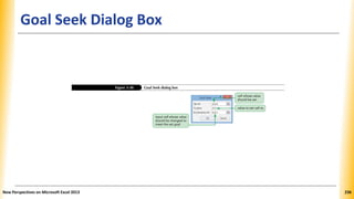 Goal Seek Dialog Box
New Perspectives on Microsoft Excel 2013 236
 
