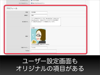 ユーザー設定画面も
オリジナルの項目がある
 