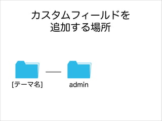 カスタムフィールドを
     追加する場所

                   blog



[テーマ名]   admin   category



                   user
 