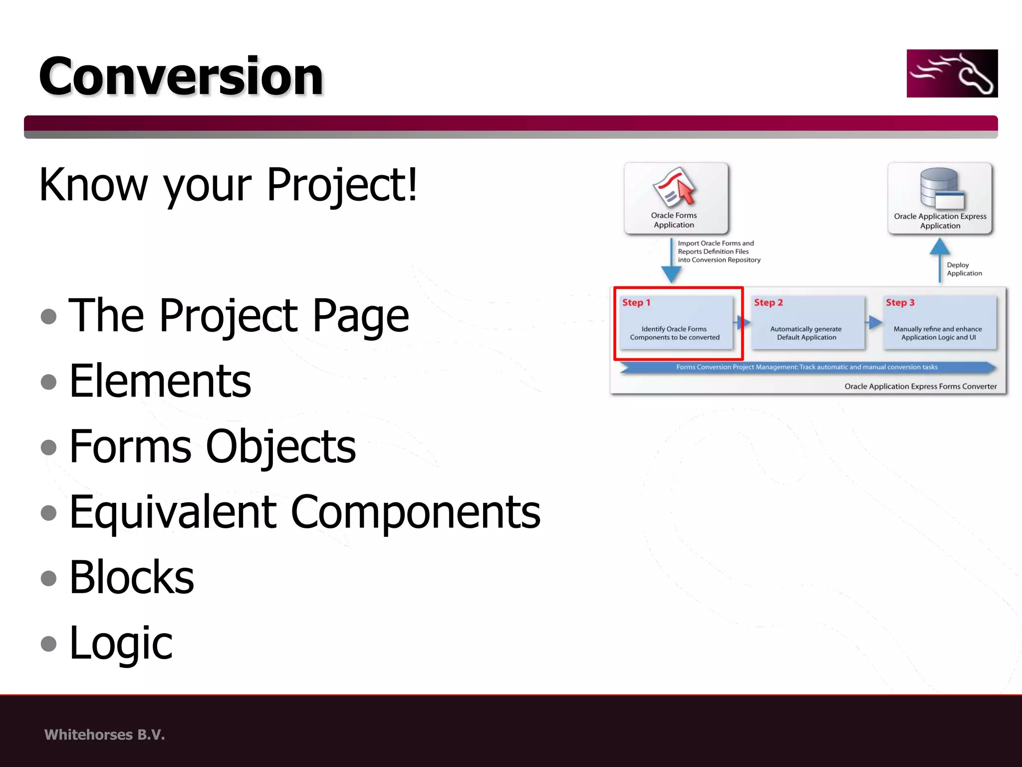 ConversionKnow your Project!The Project PageElementsForms ObjectsEquivalent ComponentsBlocksLogic