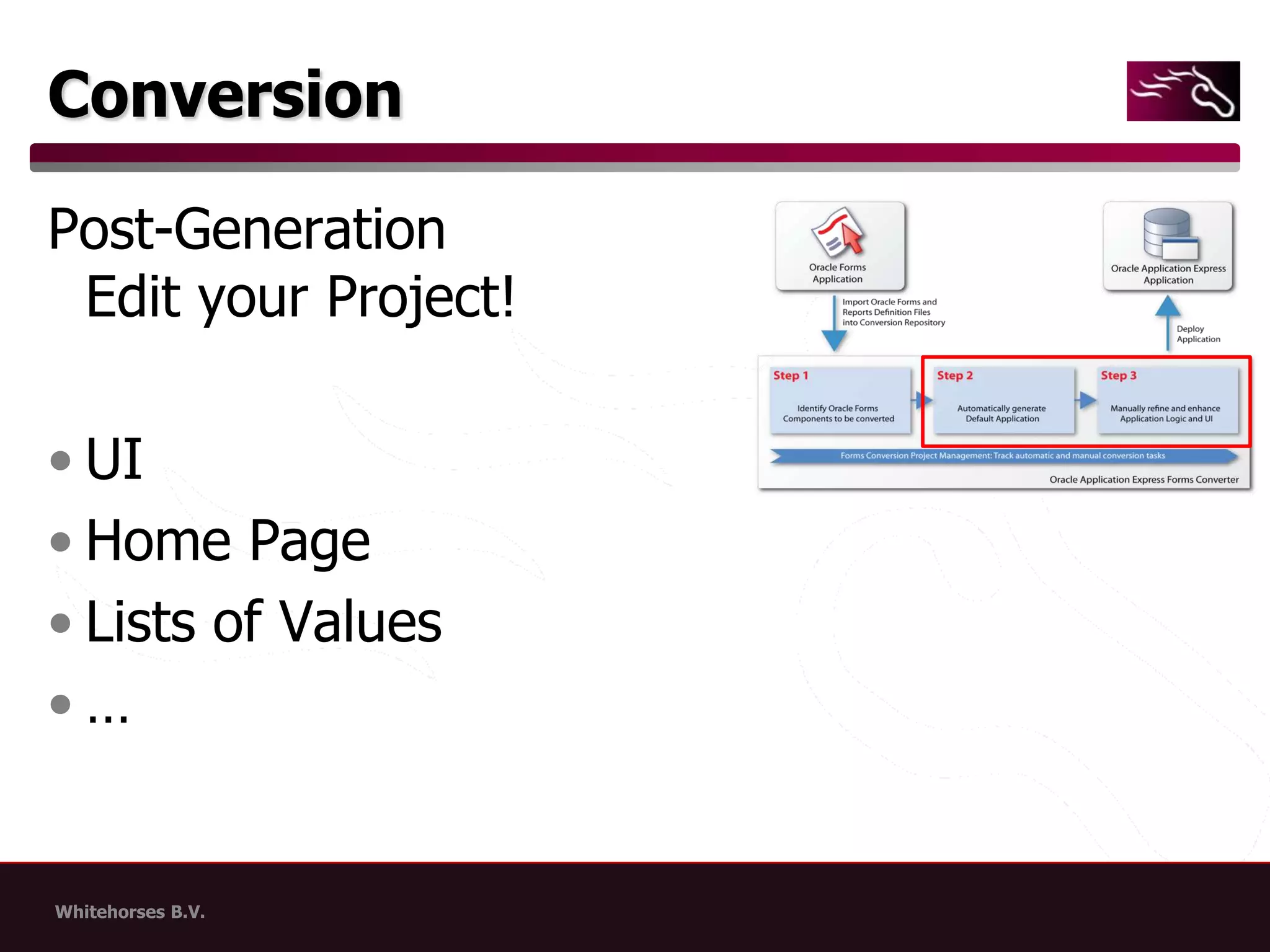 ConversionPost-GenerationEdit your Project!UIHome PageLists of Values…