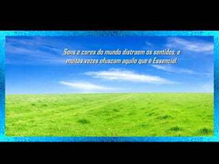 Sons e cores do mundo distraem os sentidos, e
muitas vezes ofuscam aquilo que é Essencial.

 