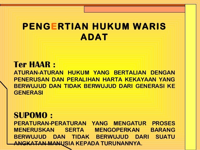 Asas hukum waris adat