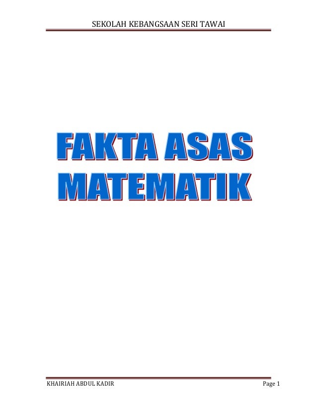 Soalan Matematik Tahun 1 Mengikut Topik - Malacca t