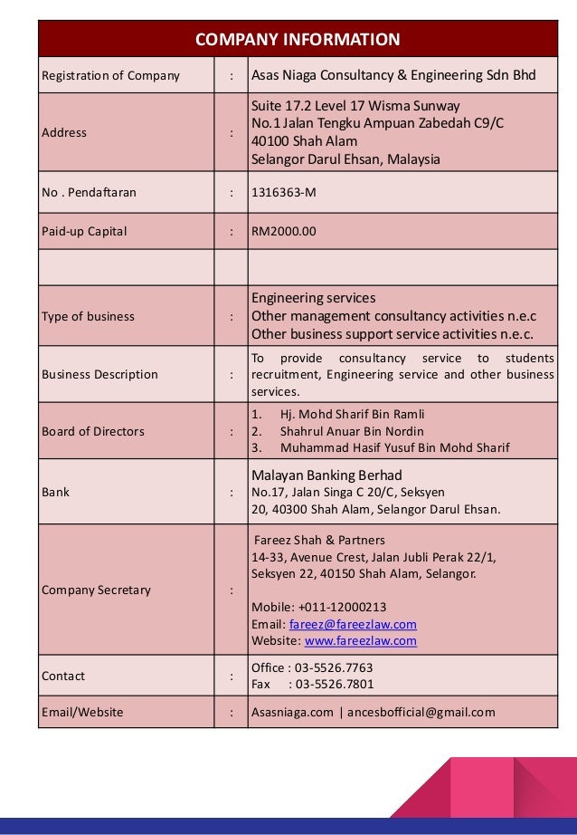 Asas Niaga Company Profile